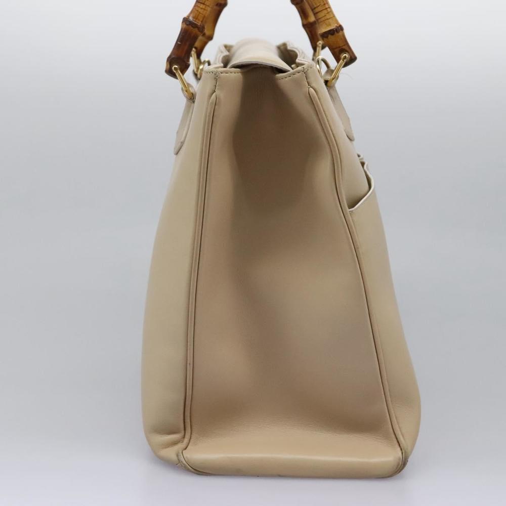 GUCCI Bamboo Hand Bag Leather 2way Beige Gold 002 2855 0322 0 Auth 118505 - Picture 4 of 16